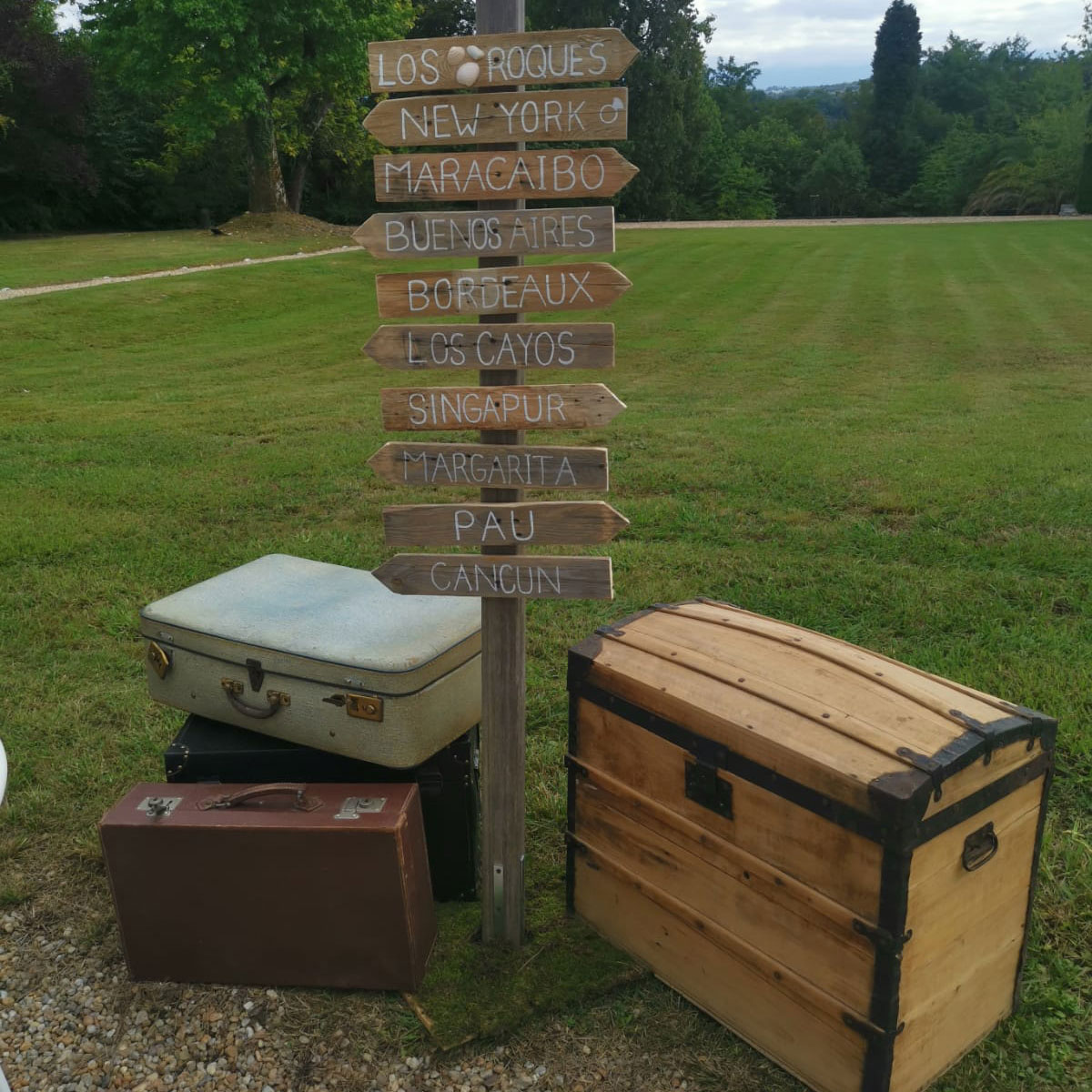 Mâles vintage et panneaux de pancartes en bois